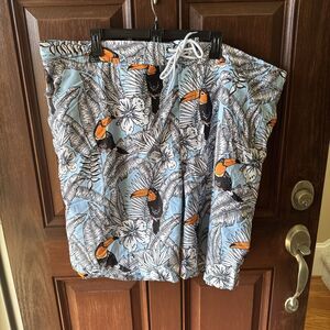 St. John's Bay- Mens Blue Flamingo Swim Trunks,  Big & Tall Size: 4XL
